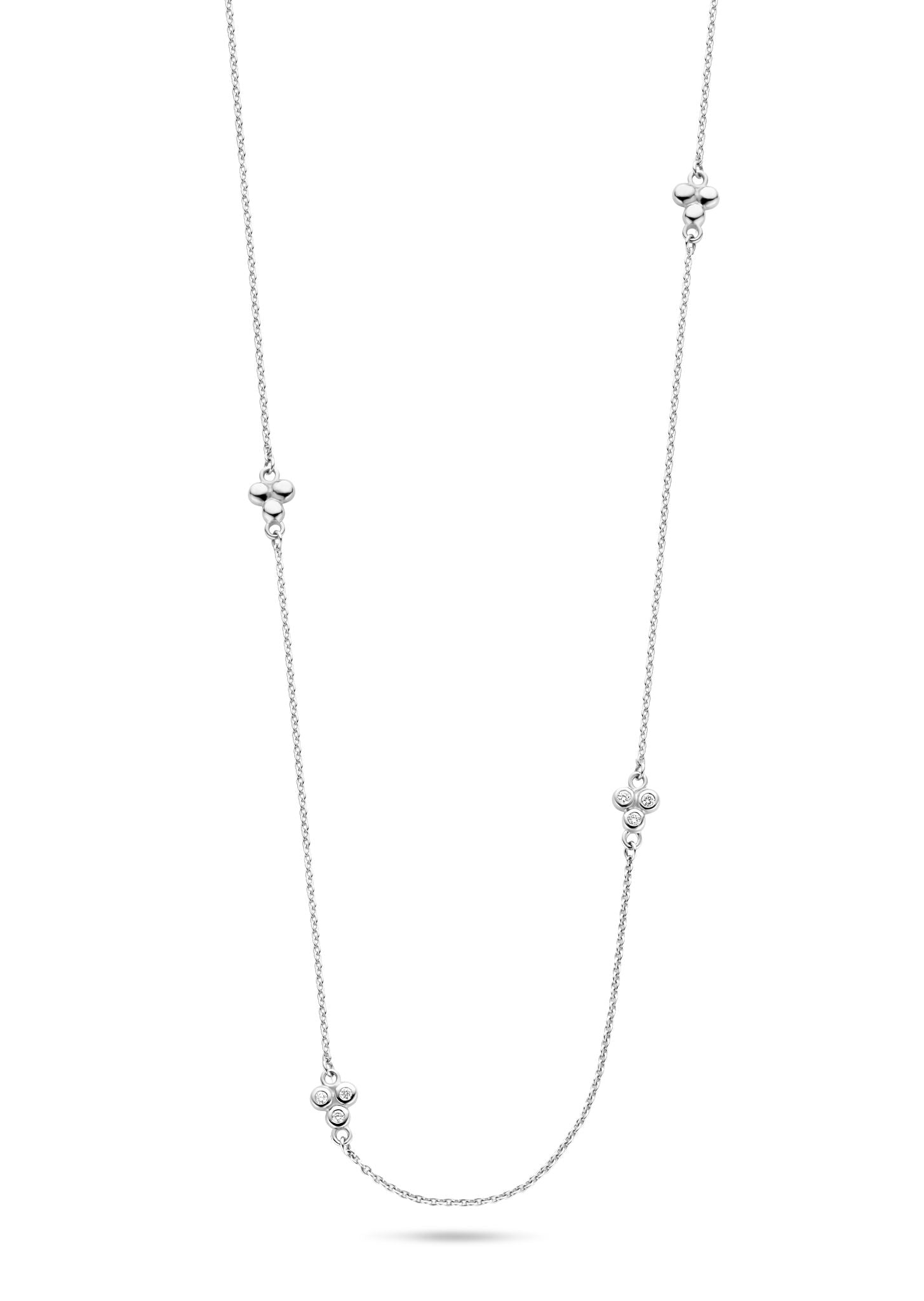 Triangle halskæde 45 cm - 14 kt. hvidguld med 0,12 CT brillantslebne diamanter-1